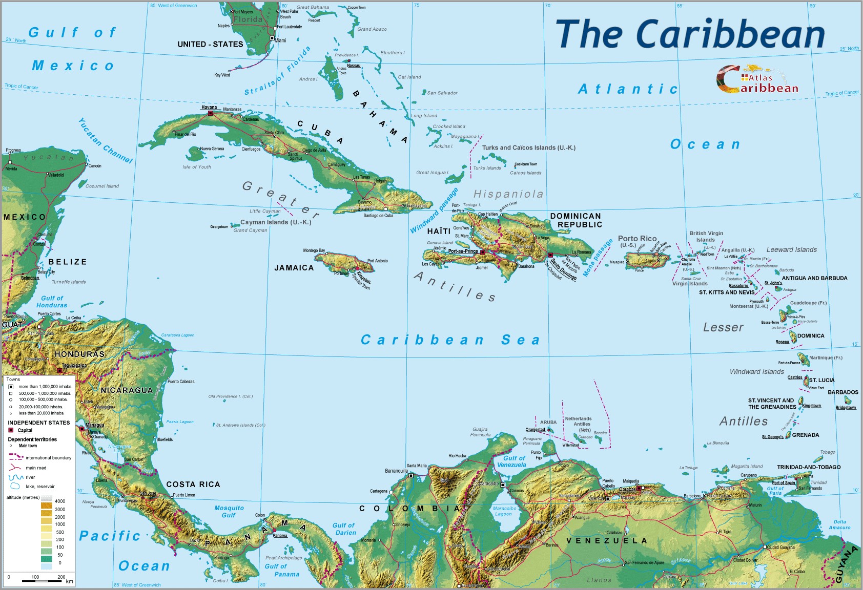 карта карибского моря